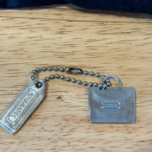 Coach Metallic Silver Hangtag and signature C Purse charm bundle - Picture 6 of 6